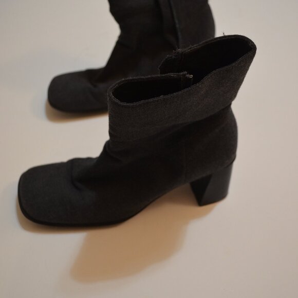 VILLAGER TsannShengCorporation Dark Gray Wool Block Heels 2.5' Zip Side Women 6M - Picture 3 of 10